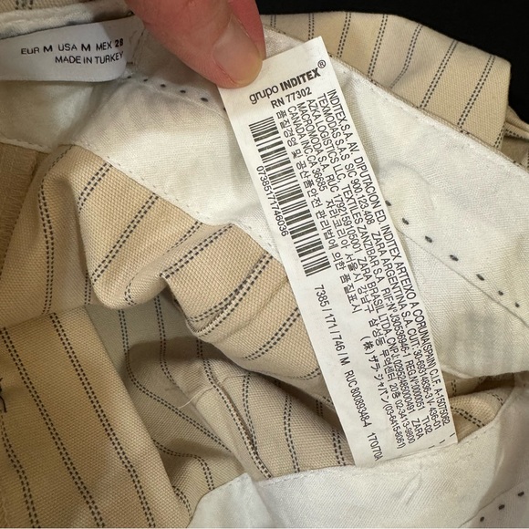 NWT ZARA Beige Vertical Striped Skirt with Single Pocket Double Side Slit Skirt - Picture 11 of 13